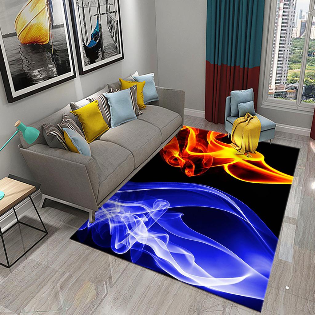 Household large-area carpet teenager boy bedroom living room non-slip floor mat ice and fire theme carpet Tai Chi carpet