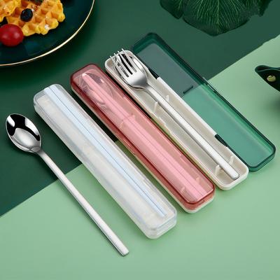 Tragbares Geschirrset aus Edelstahl für unterwegs, Picknick im Freien, Gabel, Löffel, Stäbchen, Geschirr, Besteckset mit Box, Küchenutensilien