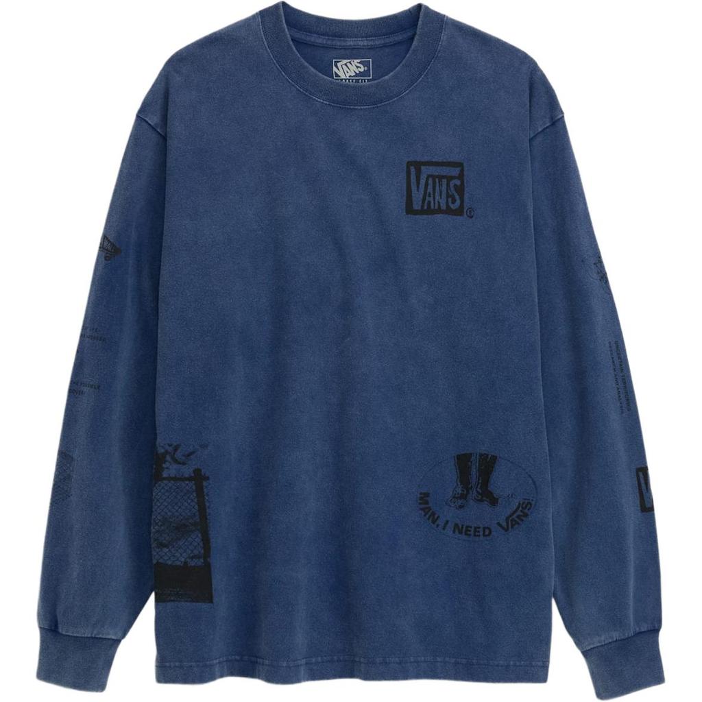 Vans Letter Logo Print Loose Fit Drop Shoulder Long Sleeve T-Shirt Men Tops VN000SRCFOB