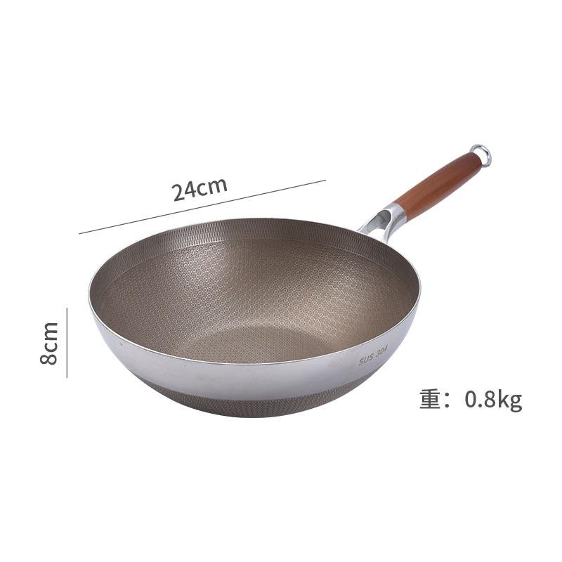 

304 stainless steel with titanium wok household pan non-stick pan uncoated wok