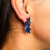 Royal Blue Vintage Glass Marquise Gold Earrings