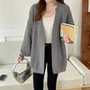 V Neck Loose Casual Cardigan Long Sweater Knitted Women Jacket Autumn and Winter Simple Solid Color Versatile Button Fashion Elegant Long Sleeve Coats