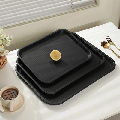 Black Non-Slip Melamine Serving Tray | Commercial Durable Tableware for Chinese Restaurant Fast Food & Tea Service Fast Food Tea
