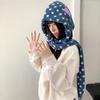 Integrated Design Hooded Scarf Hat Soft Fluffy Fleece Hooded Scarf Plush Balaclava Cap  Cute Girls