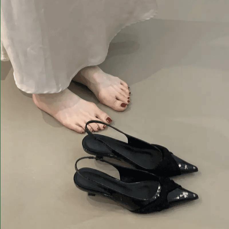 

Beautiful new summer French temperament high heels 2025 pleated fairy pointed head shallow mouth empty sandals 40 розовый