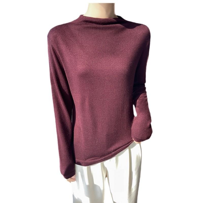 Autumn and Winter Women's Half-high Neck Knit Top Skin-friendly Soft Bottoming Shirt