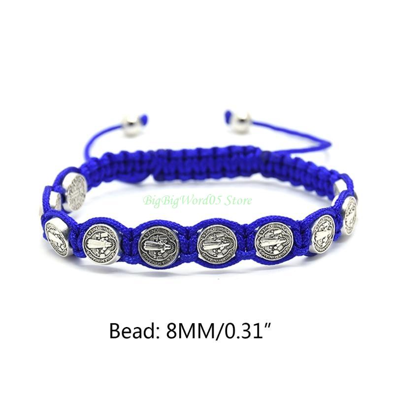 24TE Hand Woven Rosary Bracelet Adjustable Wristband Chain Prayer Blessing Bracelets Holy Father Catholic Jewelry for Men Women
