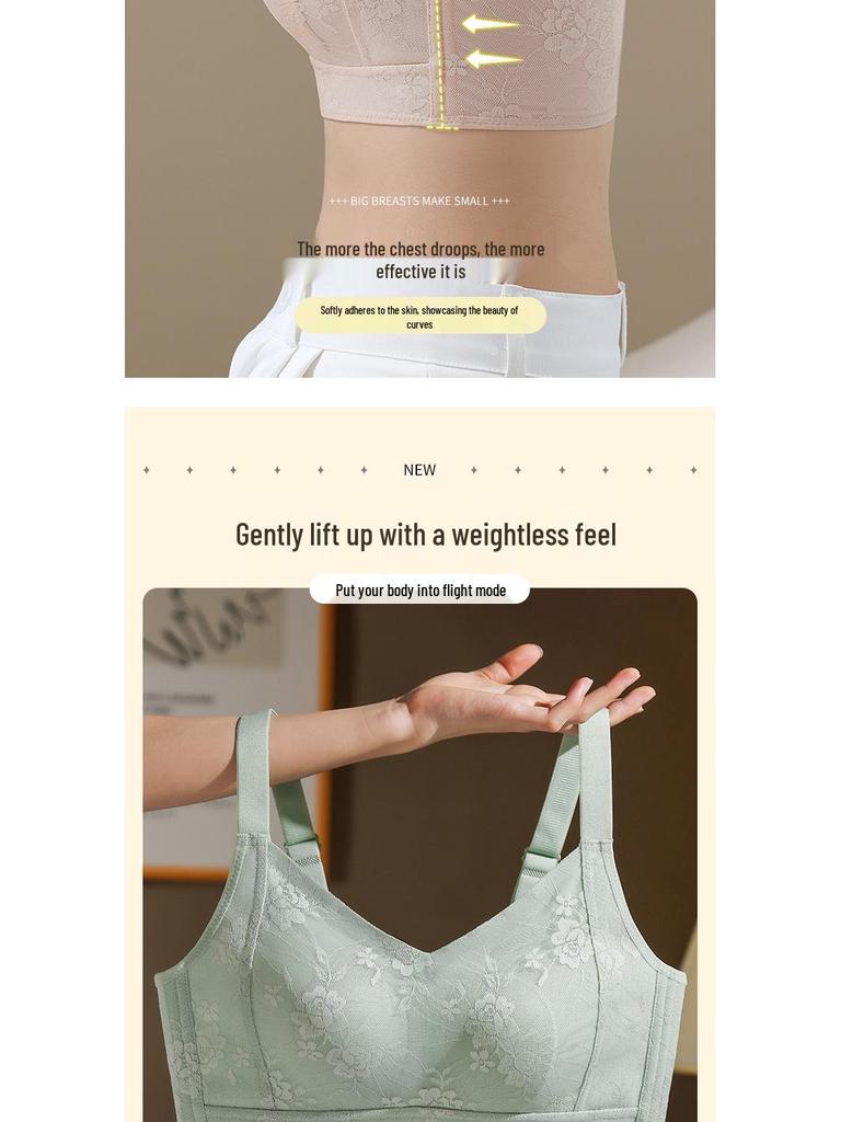 Seamless Sports Bra for Women: Large Bust Minimizer, Thin, Anti-Sagging, Lifting, Wire-Free, with Side Support for Summer.