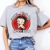 Winking Betty Boop in Red Circle Happy Birthday TShirt Retro Style Women Casual Cotton Short Sleeve Betty Boop Fan Gift Shirt