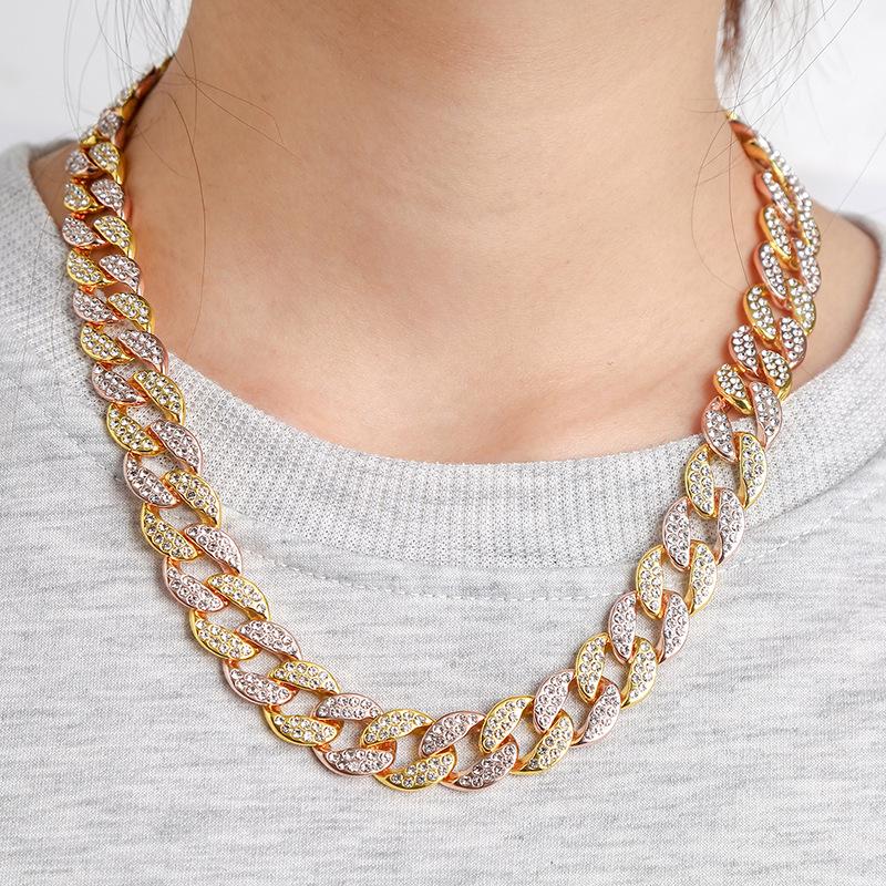 

Seven-Color Cuban Chain Unisex Necklace - Color Block Patchwork, Rap/Hip-Hop Style 8-inch (20 cm) bracelet