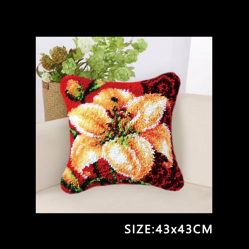DIY Carpet Embroidery Latch Hook Kit Plant Series Segment Embroidery Pillow Flowers Grass Coarse Wool Cross Stitch 3D Latch Hook