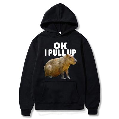 Ok I Pull Up Capybara Grafický potisk Mikina Unisex móda Ležérní Vintage Mikiny s kapucí Gotické pulovry Harajuku Streetwear