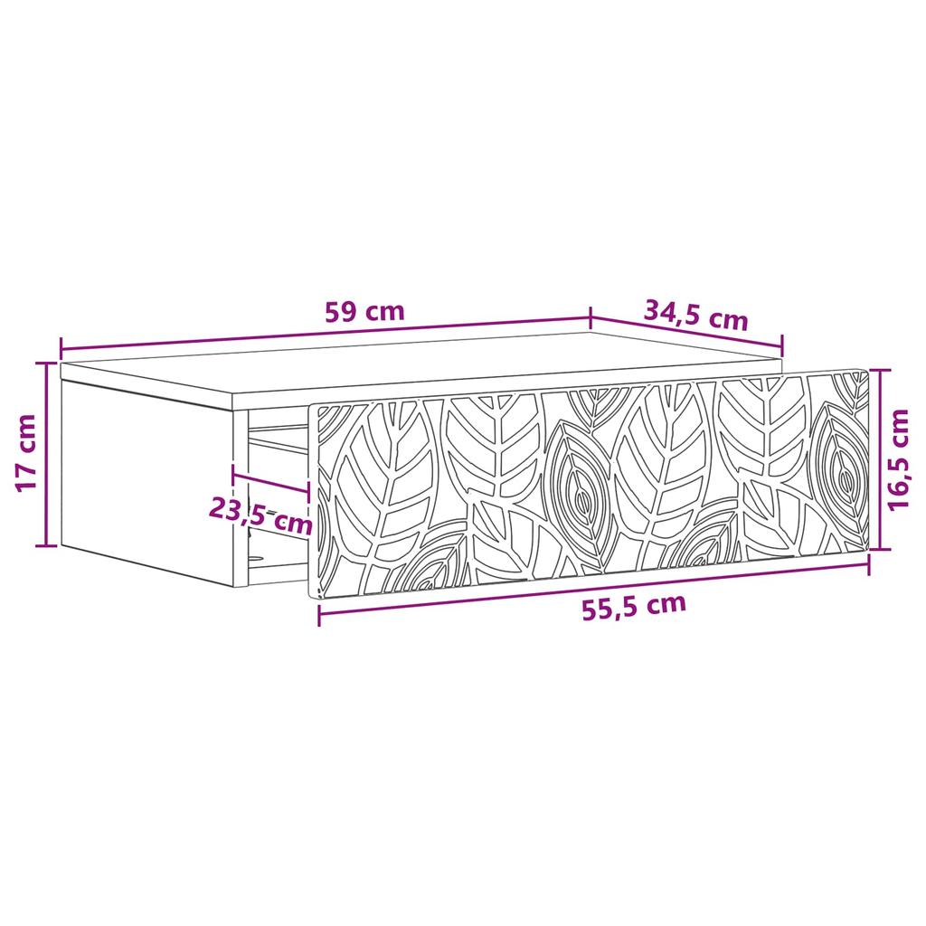 Wall Mounted Side Table Sonoma Oak 59 x 34.5 x 17 cm