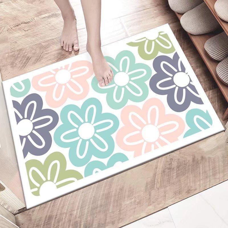 Entrance Door Carpet Floor Mat Home Bedroom Bedside Carpet Printed Carpet Plant Pattern Entrance Foot Mat
