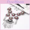 Ethnischer Stil Simulation Edelstein Dekor Damen Runde Blume Halskette Mit Quaste Für Boho Stil Schmuck