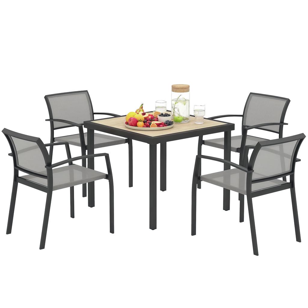 Five-Piece Outdoor Garden Dining Set - Grey