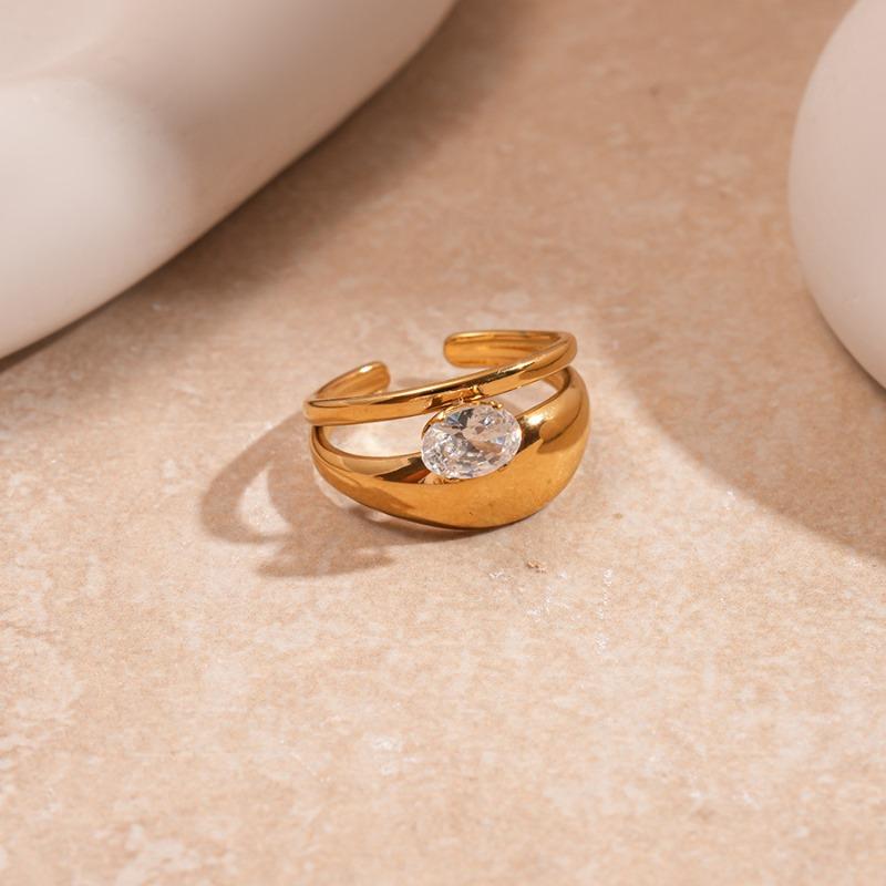 18k real gold electroplated stainless steel water drop open bracelet ring bracelet niche design jewelry
