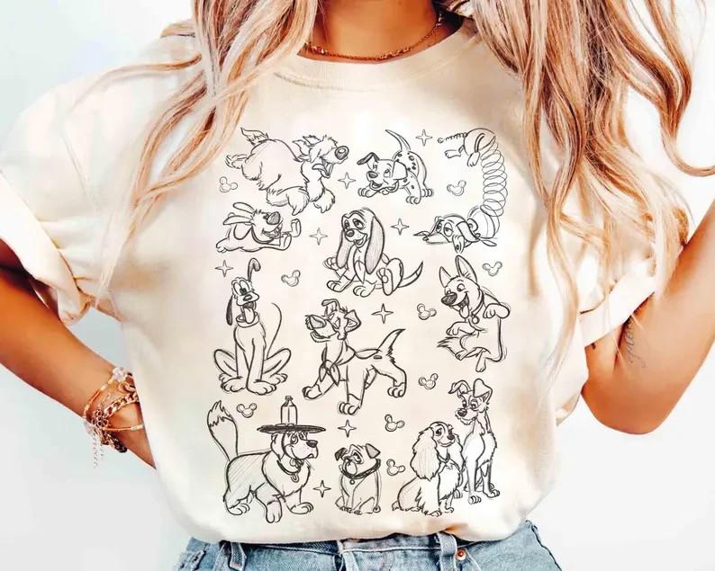 Dogs Characters Sketch Shirt, Life is Better With Dogs Tee XXXL
