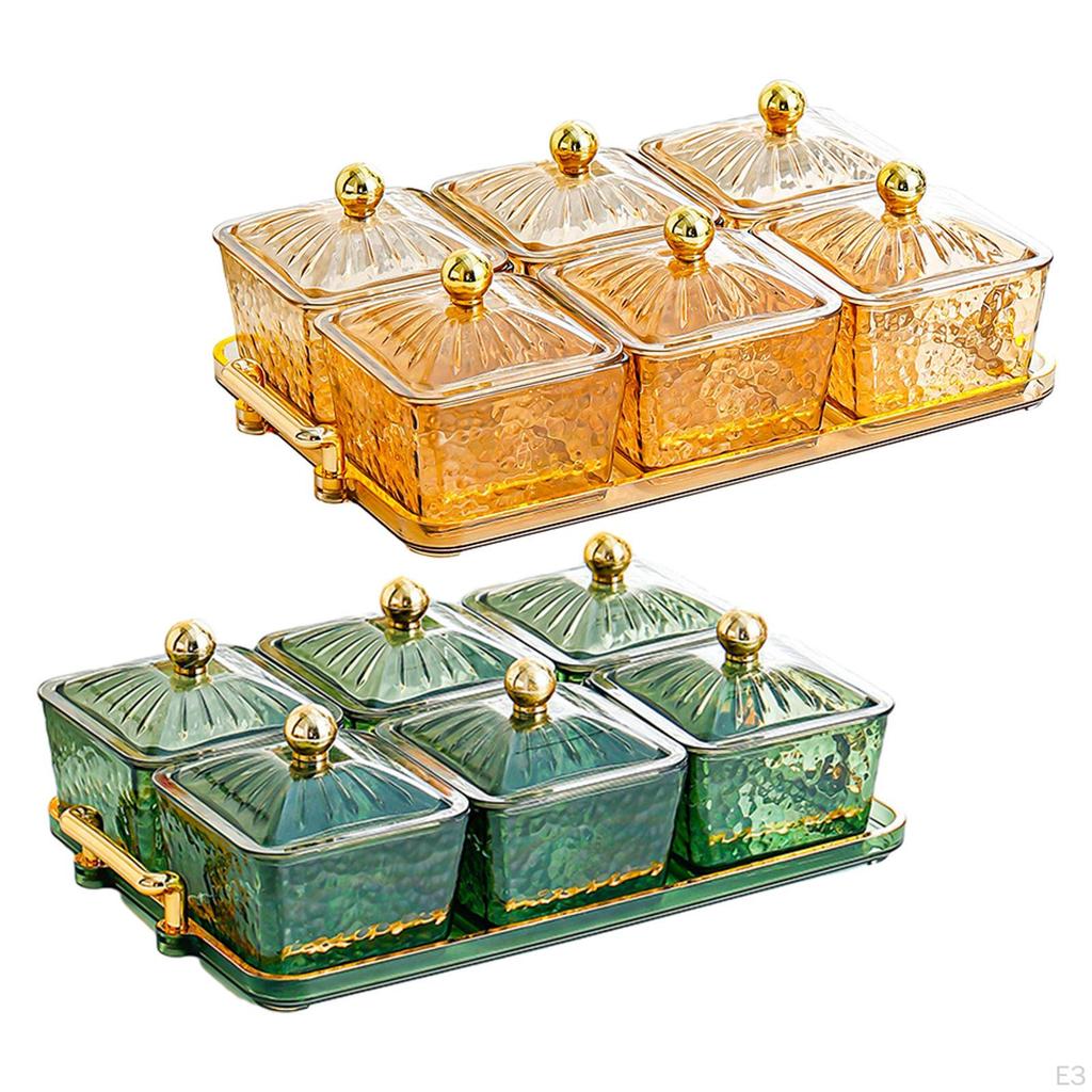Dry Fruit Tray with Lid Serving Plate Metal Storage Rack Kitchen Spice Jars Sealed Sugar