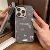 Applicable to iPhone17ProMax Korean style pink bow mobile phone protective case iPhone16 niche large hole x