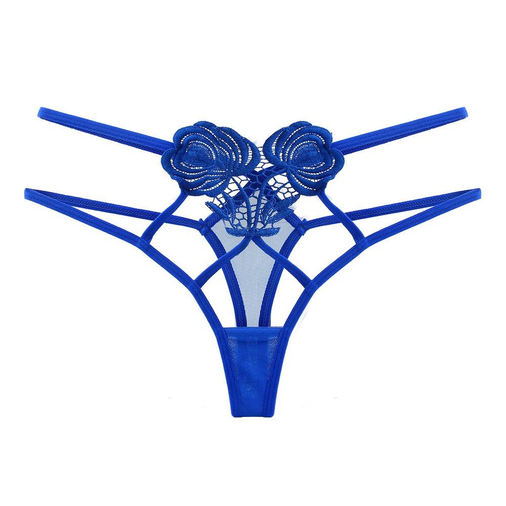 Bundled Design Thong Female Sexy Water-soluble Flower Hollow Mesh Interwoven Thin Belt Seductive Mood Panties 2298