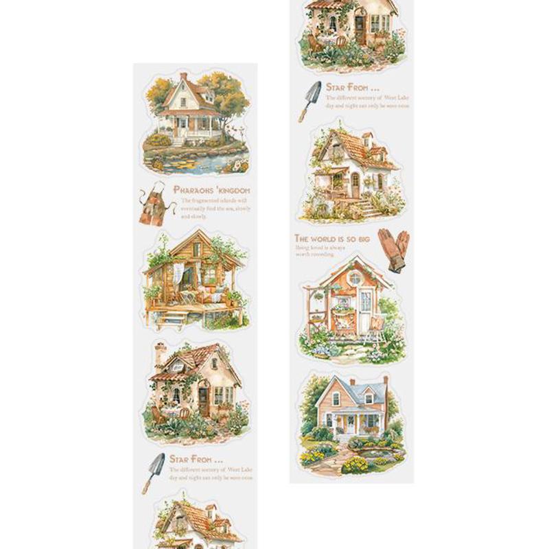 

Sticker Tape 60mm*2m Small Yard Decoration Landscape Die-Cut Tape - Handbook Stationery for DIY Handmade & Scrapbook Diary