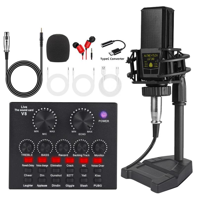

F998 Type-C English Podcast Sound Card & Microphone Set for Desktop and Phone