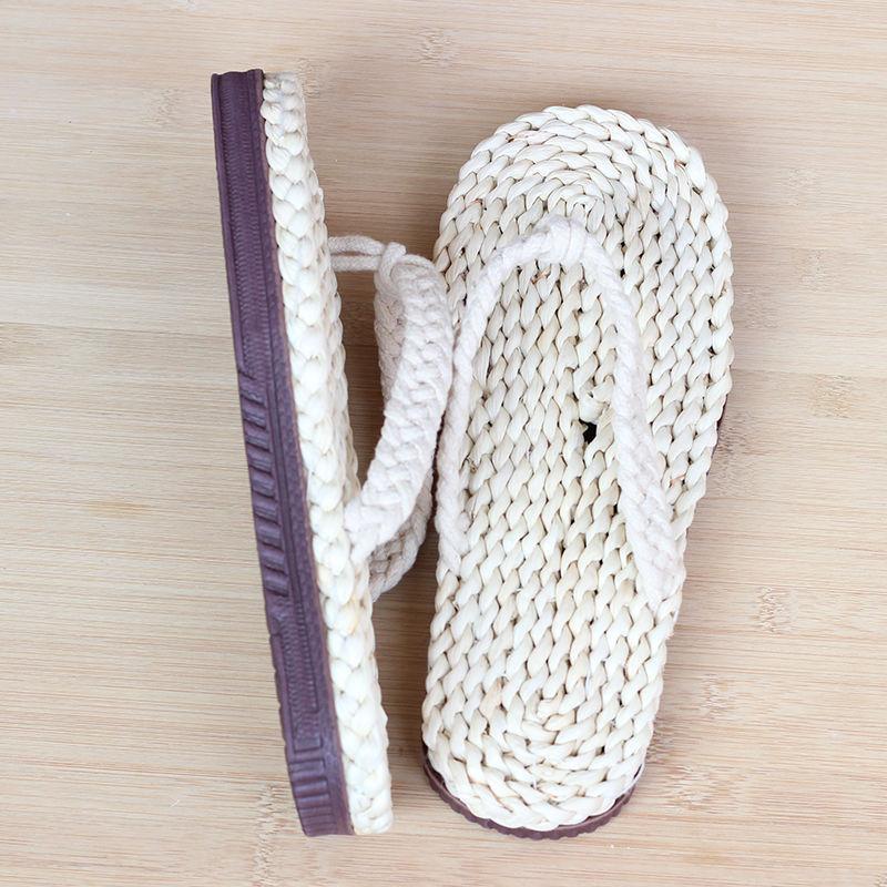 Vintage Straw Woven Shoes for Men Women Light, Breathable, Pure Hand Woven Flip-Flops Men Size 35-44 Slides Casual Beach Shoes