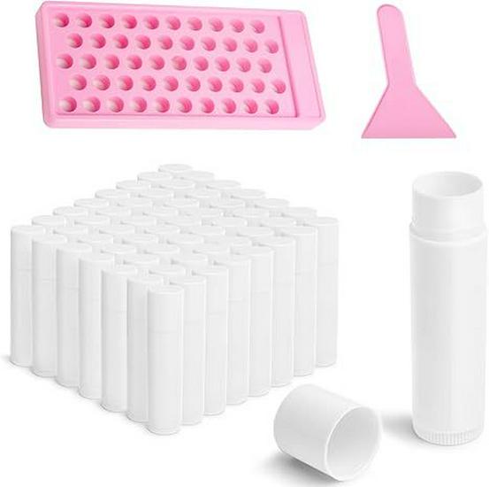 50 Lippenstift-Tuben-Set mit 5 ml Füllwerkzeugen - Lippenbalsam & Gloss PP-Tuben