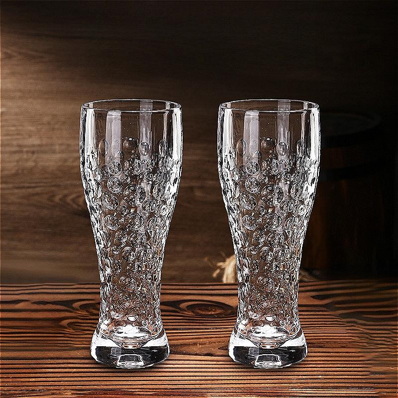 2pcs Sets Craft Beer Glass Creative Wheat Beer Glass Home Transparent Cold Drink Party Beverage Cup Cup Cocktail Glass Bar Tools