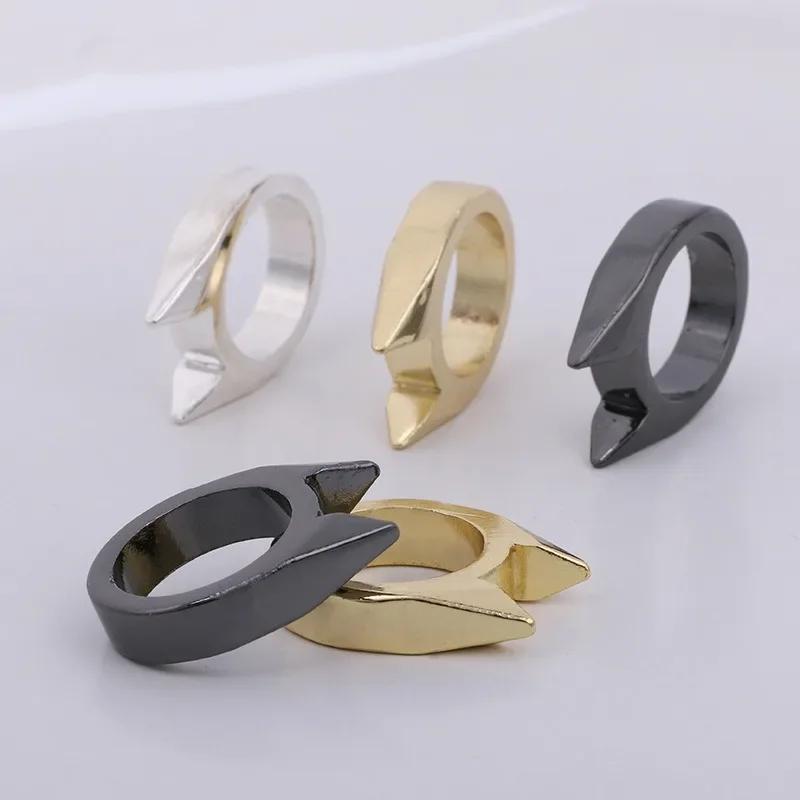 Ringe Glasbrecher Katzenohr Sicherheit Überleben Verteidigungsring Selbstverteidigungsmittel Männer/Frauen Outdoor-Überleben Selbstverteidigungsringe