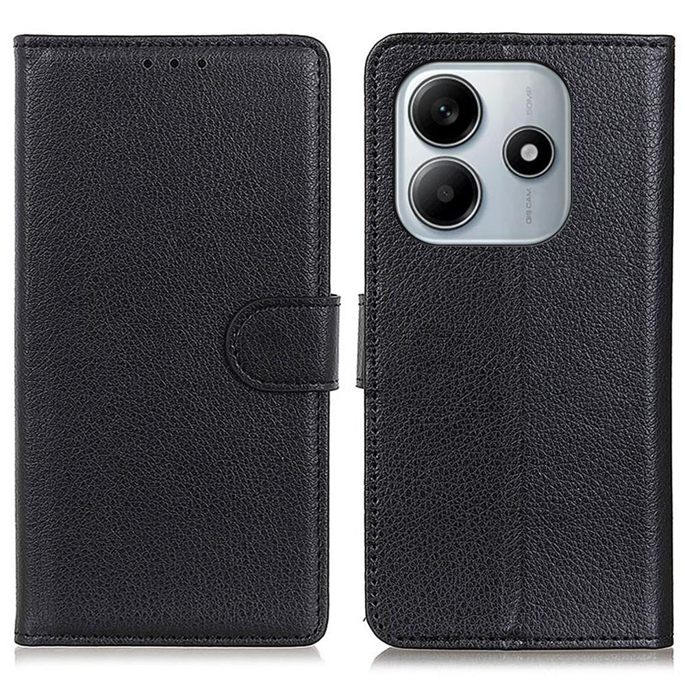 

Wallet Case for Xiaomi Redmi Note 14 5G PU Leather Phone Cover Litchi Texture Black