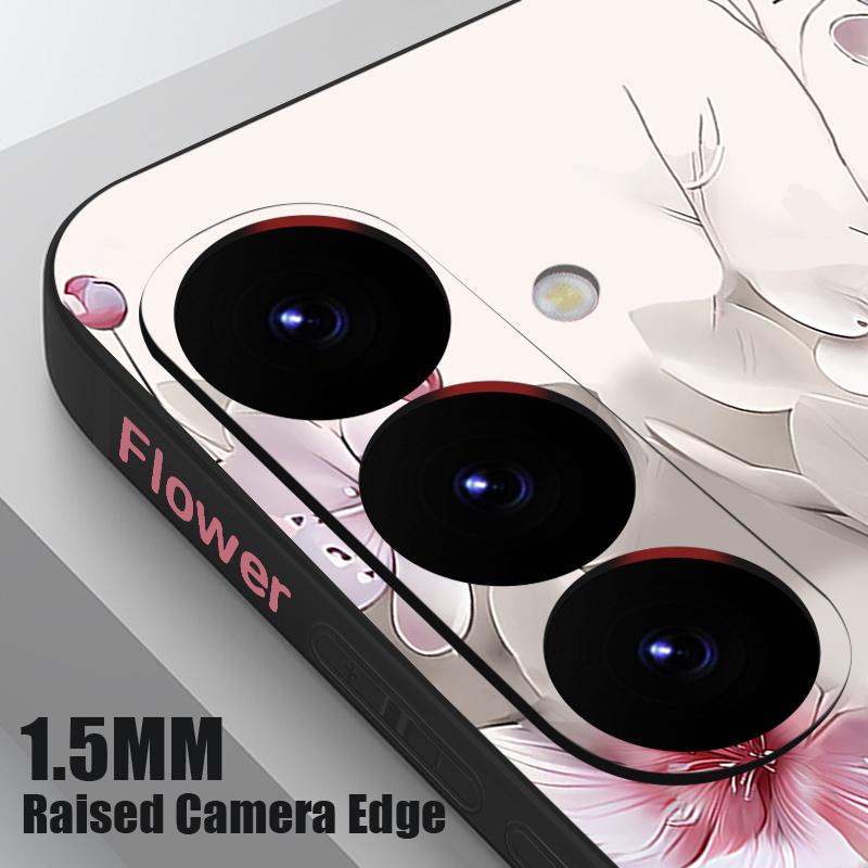Soft TPU Case For Samsung Galaxy S25 S24 S21 FE S24 S22 S23 Ultra S22 Plus S25 Edge Pink Flowers Patterned Lanyard Phone Cover