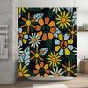 Floral Shower Curtain Decorative Bath Mat Set Waterproof Bathroom Accessories Retro Style Modern Flower Print Shower Panels