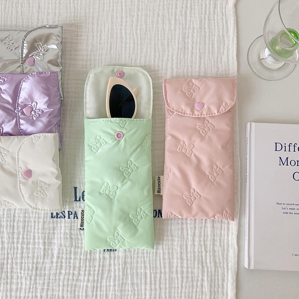 Back-to-school Season  Girls' Shiny Bow Snap Pen Case  Students' Portable Stationery Storage Bag  Cosmetics and Toiletries Bag