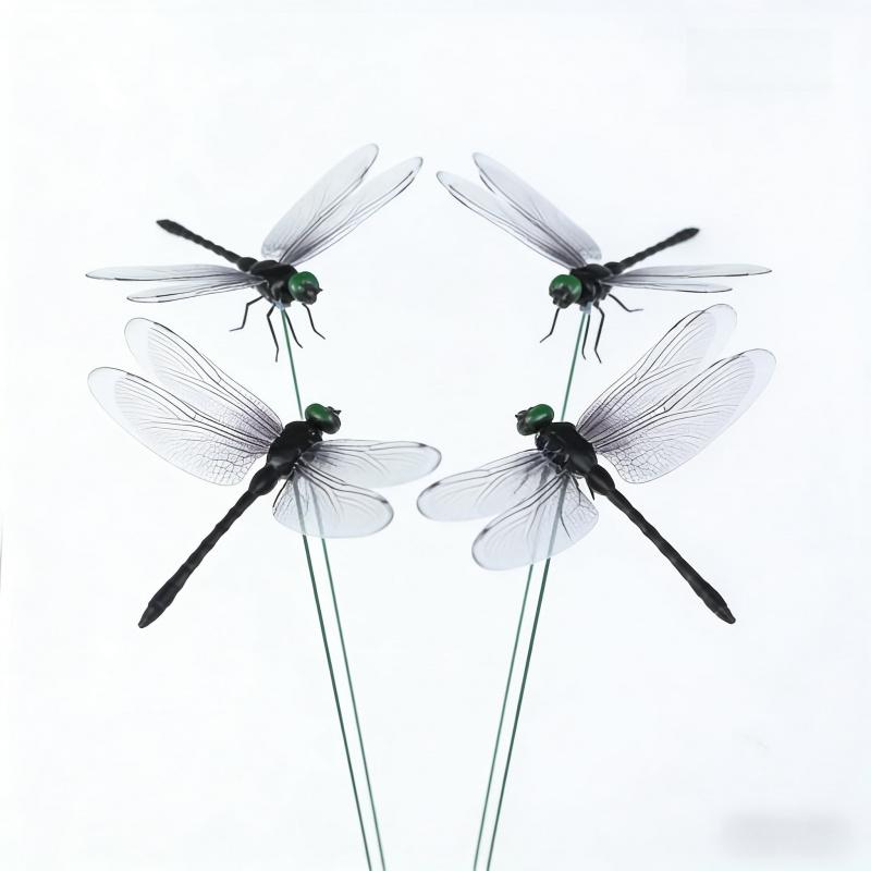 Dragonfly Card Holder with Insert Rod Outdoor Courtyard Lawn Decoration Ornament Halloween Thanksgiving Garden Statue Sculpture