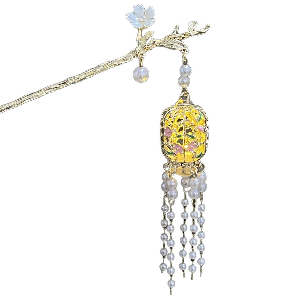 Fermacapelli Lanterna Luminosa di Alta Gamma per Gonne Hanfu - Popolare Accessorio Stile Paesaggistico