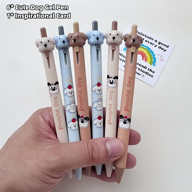 3/6pcs Cartoon Dog Gel Pen Set Fun Puppy Design 0.5mm Fine Tip Erasable Black Color Ink Pens Quick-Drying Pen Study