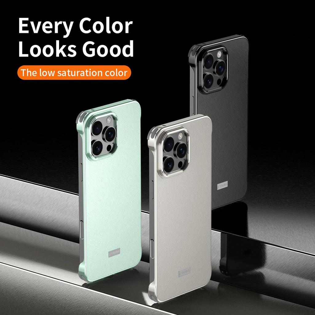 For iPhone 16 Pro Max Case PC+Silicone+Alloy Matte Phone Cover