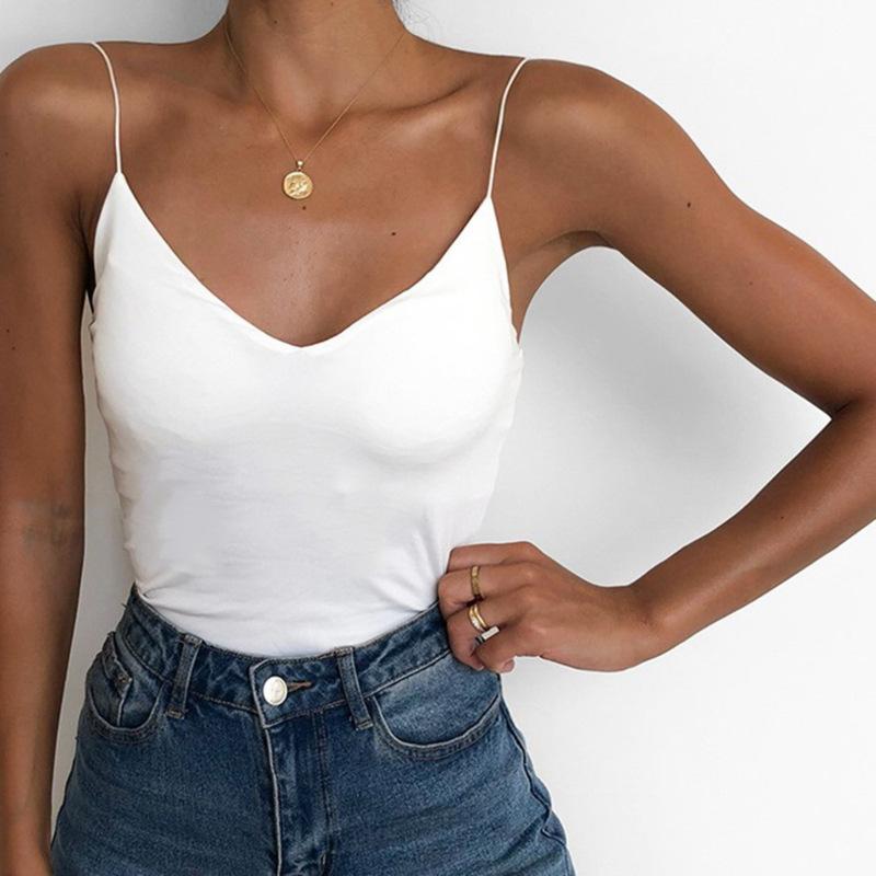 

New For Women S Summer, Solid Color Suspender Bottoming Shirt, Slim-Fitting Small Vest, Women S Suspender Shirt Outside S белый