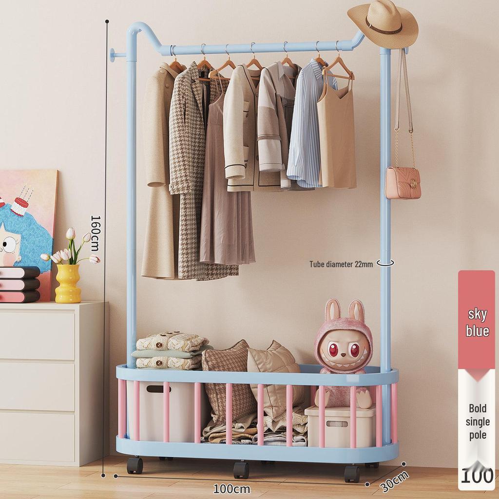 Mobile Clothes & Hat Rack, Dormitory & Bedroom Floor Stand, Small Hanging Rack with Bag Hook - 2026 New Style.
