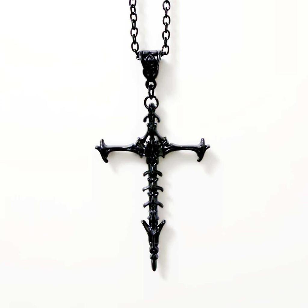 Collier Chaîne Clavicule Croix Crâne Gothique