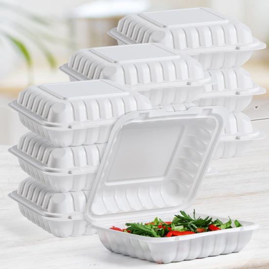 

50 шт., 920 мл/1050 мл, пластиковый ланч-бокс с крышками, многоразовый, не содержит BPA, сверхмощная микроволновая печь, морозильник, безопасная, удобная еда 9inch белый