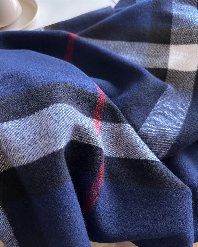 2024 Trendy Unisex Plaid Cashmere-Feel Tassel Shawl Snood Scarf for Autumn/Winter