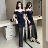 Single Shoulder Suspender Evening Dress Women's High-end Temperament Socialite Slim-fitting and Thin Age-reducing Soft Sexy Dress