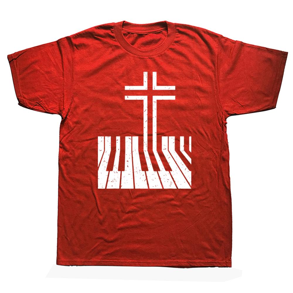 Christian Piano Player Gift Design Piano Teacher Keyboard T Shirts Graphic Short Sleeve Musician Music Instructor TshirtF S