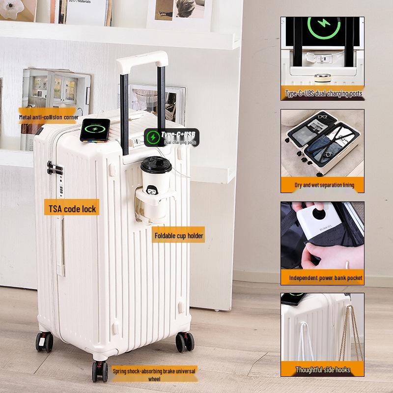28-inch Women's Multifunctional Travel Suitcase with Charging Port and Large Capacity