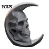 DIY Blank Skull Sculptures 3D Printed Moon Figurine, Gothic Crescent and Unique Ornaments Sculpture, Vintage Desktop Statue for Halloween Desk