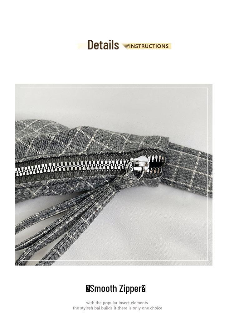 Korean Plaid Canvas Underarm Bag - Large Capacity Crossbody for Women, 2025 Style