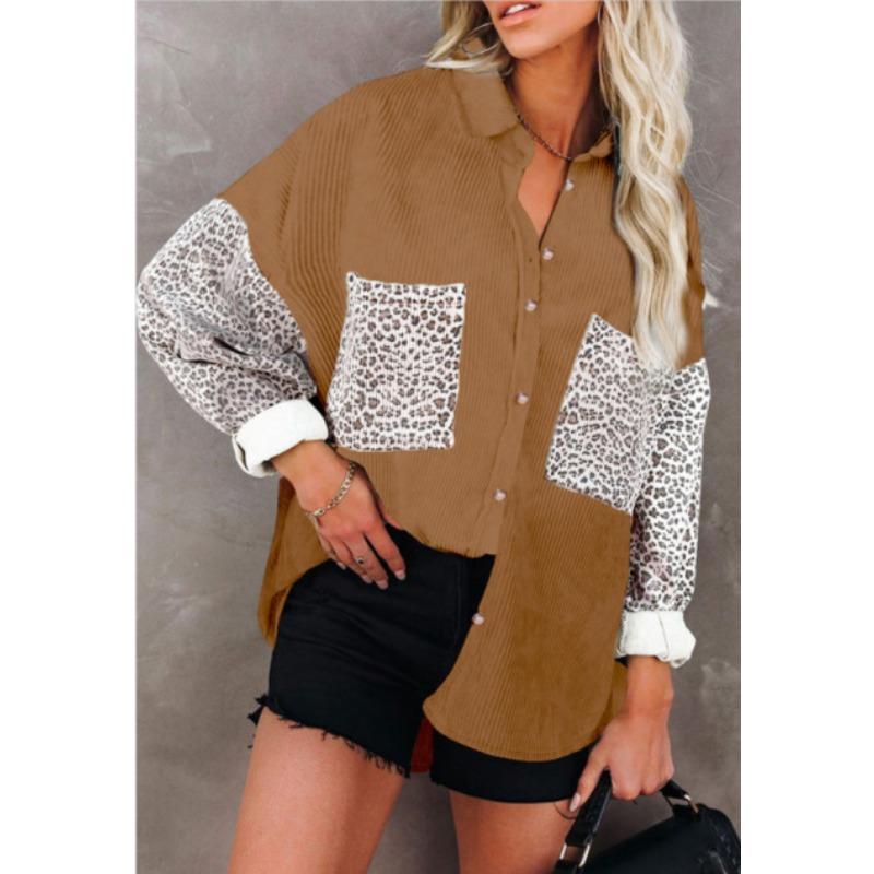 Nouvelle Chemise Imprimé Léopard Automne Hiver pour Femmes Veste Décontractée à Revers